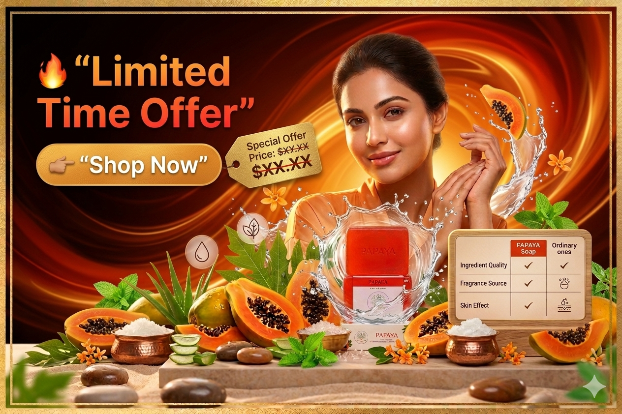 𝗣𝗮𝗽𝗮𝘆𝗮 𝗚𝗹𝗼𝘄-𝗘𝗻𝗵𝗮𝗻𝗰𝗶𝗻𝗴 𝗕𝗮𝘁𝗵 𝗦𝗼𝗮𝗽 | 𝗔𝘆𝘂𝗿𝘃𝗲𝗱𝗶𝗰-𝗜𝗻𝘀𝗽𝗶𝗿𝗲𝗱 𝗛𝗮𝗻𝗱𝗺𝗮𝗱𝗲 𝗕𝗮𝗿 | 𝗕𝗿𝗶𝗴𝗵𝘁𝗲𝗻𝘀 𝗦𝗸𝗶𝗻 & 𝗥𝗲𝗺𝗼𝘃𝗲𝘀 𝗧𝗮𝗻 | 𝗜𝗻𝗳𝘂𝘀𝗲𝗱 𝗪𝗶𝘁𝗵 𝗡𝗮𝘁𝘂𝗿𝗮𝗹 𝗘𝗻𝘇𝘆𝗺𝗲𝘀 & 𝗘𝘀𝘀𝗲𝗻𝘁𝗶𝗮𝗹 𝗢𝗶𝗹𝘀 | 🎁 𝗕𝘂𝘆 𝗔𝗻𝘆 2, 𝗚𝗲𝘁 𝗔𝗻𝘆 1 𝗦𝗼𝗮𝗽 𝗙𝗿𝗲𝗲 | 100 𝗚𝗿𝗮𝗺 𝗦𝗼𝗮𝗽